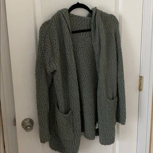 green cynthia rowley hooded cardigan